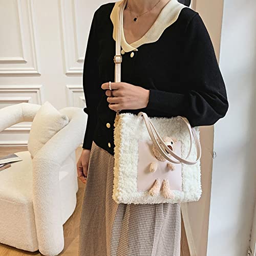 Faça você mesmo uma pequena bolsa de pelúcia com para fazer suave e quente outono inverno bolsa casu
