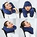 Sunany Neck Pillow for Travel Inflatable Airplane Pillow Comfortably Supports Head,Neck and Chin,Inflatable Travel Pillow with Soft Velour Cover,Hat,Portable Drawstring Bag (Blue)