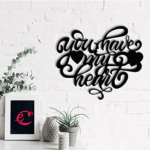Image of eCraftIndia You Have My Heart Love Wooden Wall Decor for Living Room Bedroom | Home Wall Decor Items | Wall Art for Home Decor| Valentine Gift for Girlfriend Boyfriend Husband Wife Her Him