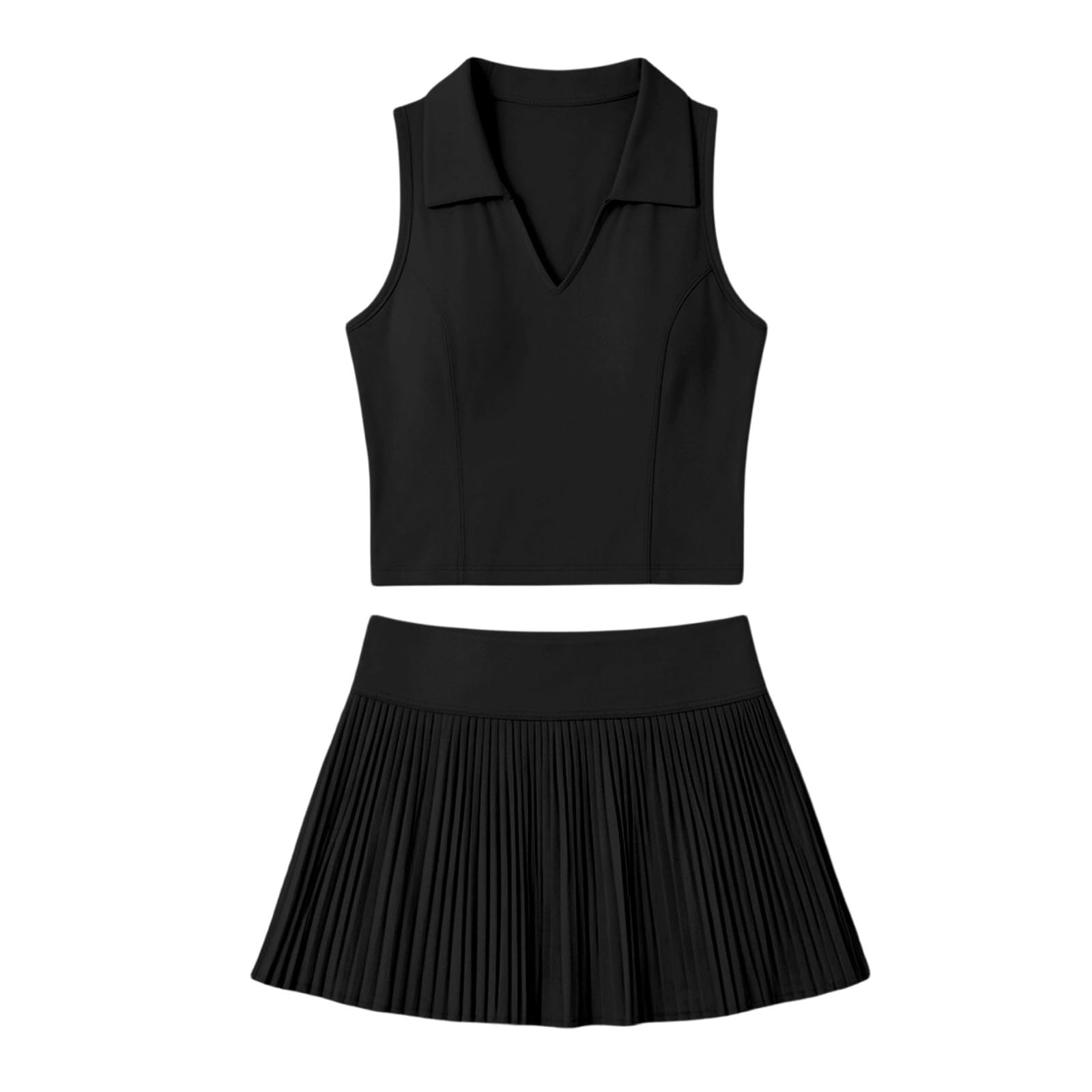 Generisch Falda de tenis transpirable con diseño de sujetador acolchado integrado, traje deportivo de cintura alta