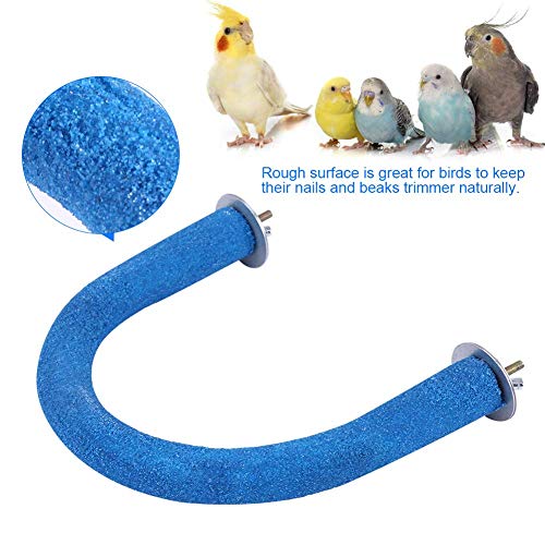 Image of Bird Perch U-Shape Wood Perch Stand Rack Grinding Toys for Parrot Macaw African Grey Budgie Parakeet Cockatiel Conure Lovebird Cage Shelf(Blue)