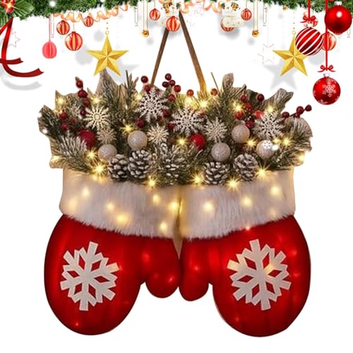 Große Handschuhe Weihnachtskranz Mit Beleuchtung, 30x40cm Funkelnder...