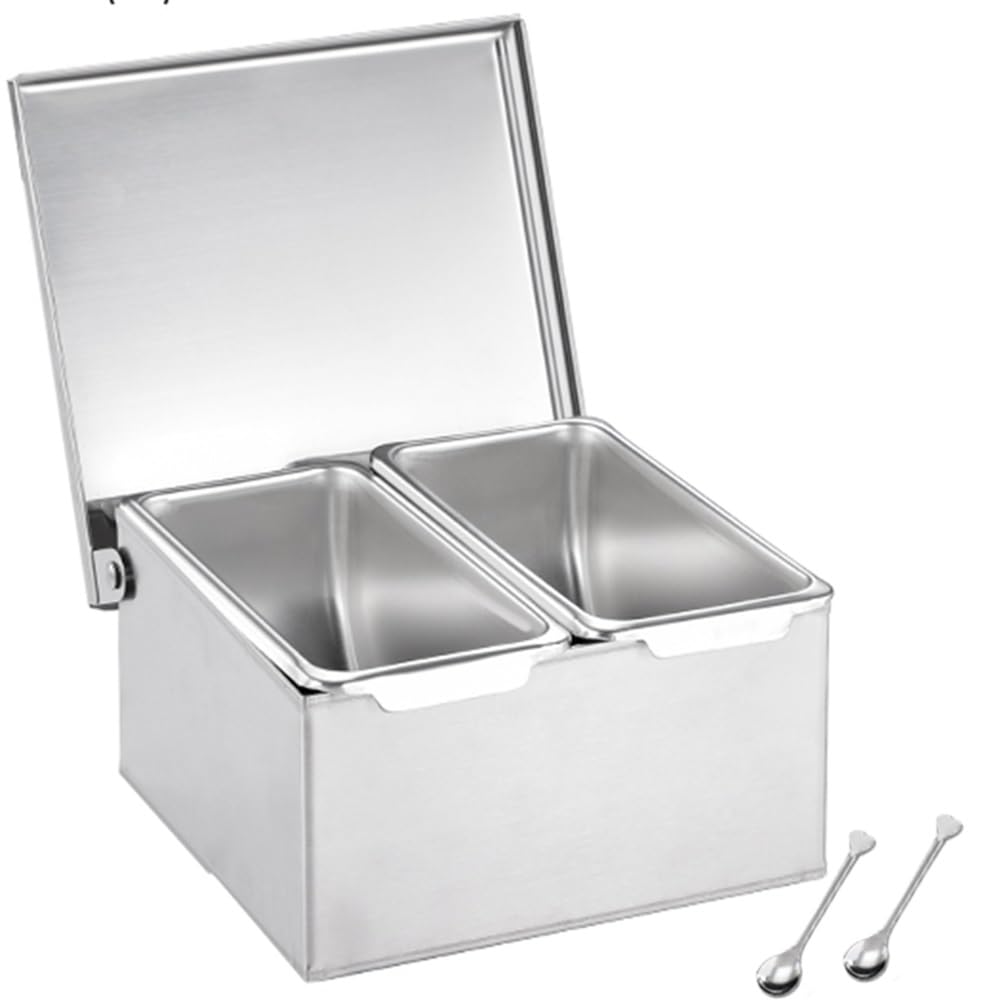 Aycdl 7.8X6.5x3.5in Stainless Steel Spice Rack Set - Versatile Countertop Organizer With Multiple Compartments For Seasonings And Utensils,