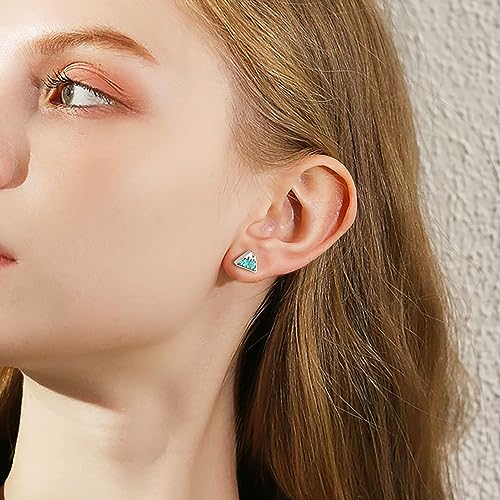 Lauren-Spencer Mountain Stud Earrings for Women - Small Gemstone Chips Filled Range Earrings - Stainless Steel Snow Mountain Studs - Jewelry Gift3