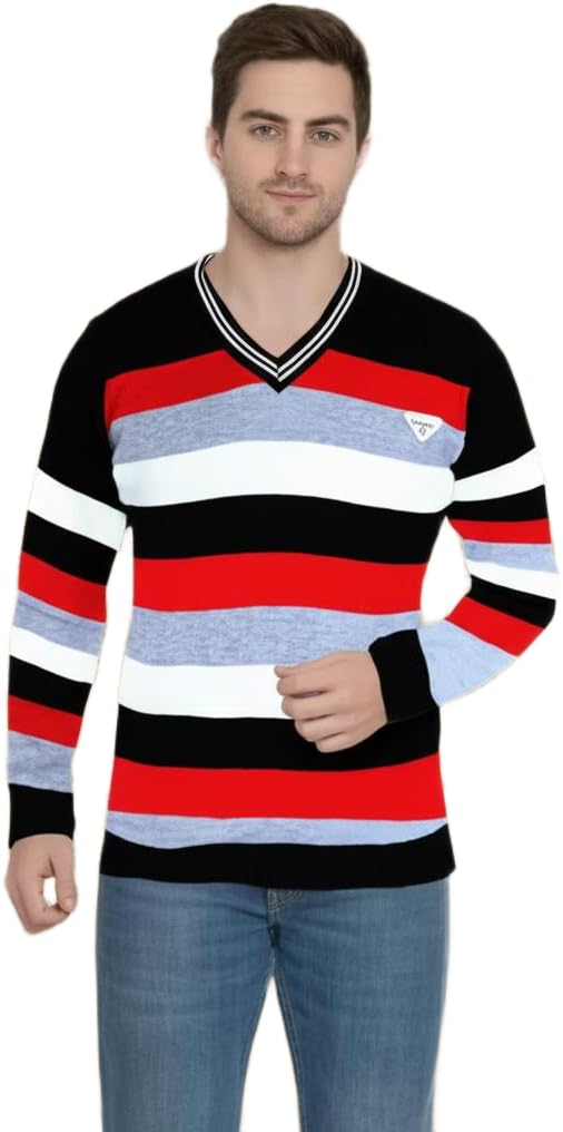 Krishna Exports V Neck Wool Fullsleeve Sweaters for Men Winter-picture-31