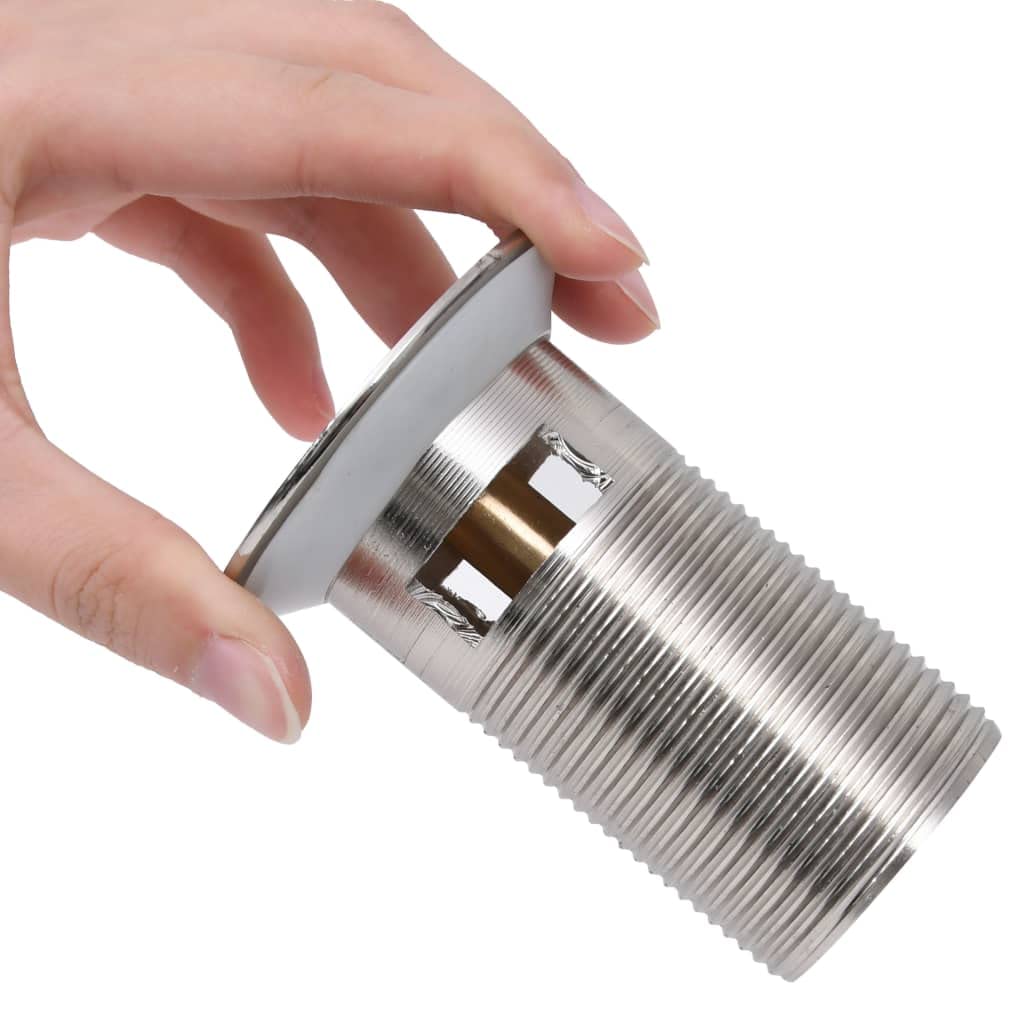 Mangloder - Desagüe con rebosadero en plata, 6,4 x 6,4 x 9,1 cm, de zinc y latón, para lavabo, baño, ducha, bañera con rosca de 1 pulgada y diseño desplegable sencillo