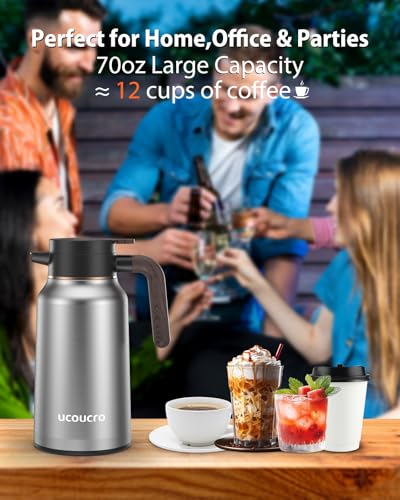 70 oz Stainless Steel Thermal Coffee Carafe - Insulated Dispenser for Hot and Cold Beverages - Ideal for Home, Office, and Events - Image 6