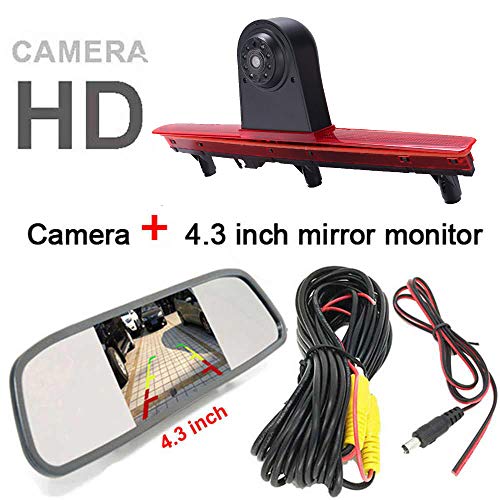 Reversing Camera + 4.3 Inch HD Rearview MirrorParking Mirror for All Cars + Car Third Roof Top Mount Brake Lamp Backup Camera for VW T5 Bus Transporter VAN Multivan Caravelle Car 2003-2015 Bj - Image 3