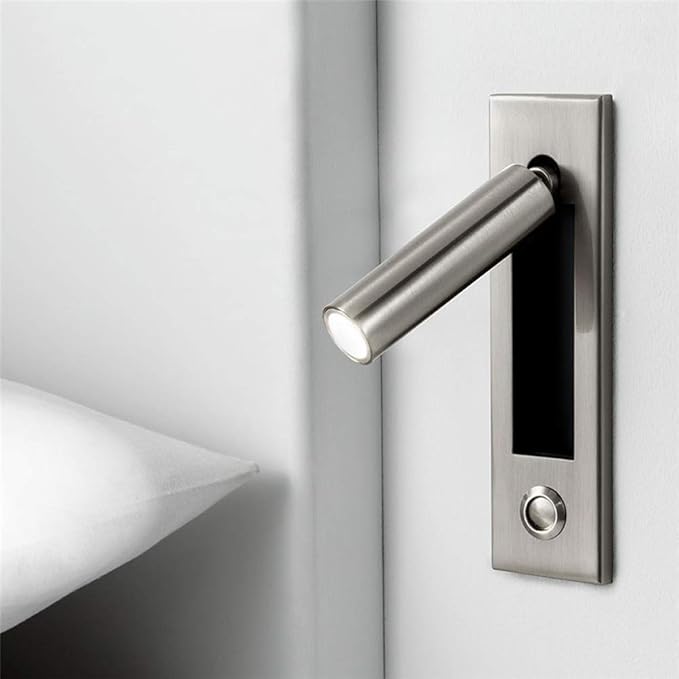 Sunny Lingt Bedlampje Verborgen Schuif Wandschakelaar Lampen, LED Slaapkamer Hoofdeinde Wall Light Sconce, Hotel Side Decoratieve Spotlight, 360° draaibaar 90° Opvouwbaar (Kleur: Zand Nikkel) photo 2