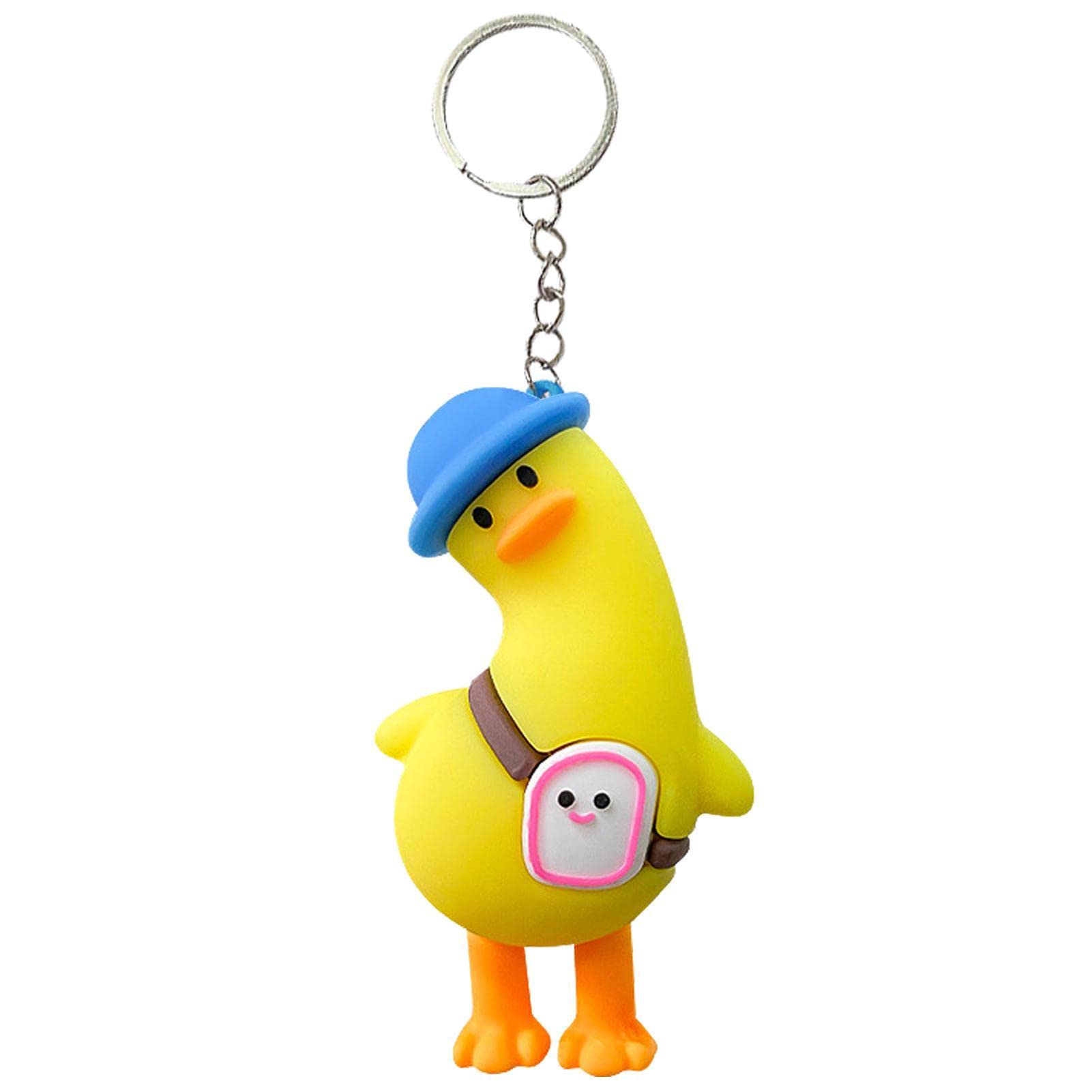 PETUFUN Cartoon Duck Keychain - Duck Key Chains - Silicone Lovely Animal Keychains for Backpacks, Soft Doll Pendant Car Key Accessories Keyring
