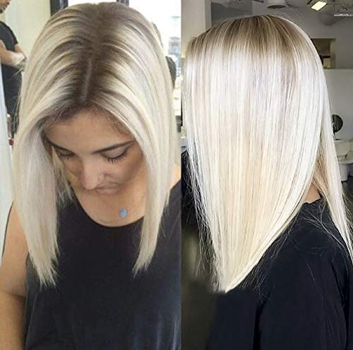Platinum Blonde Short Bob Hair Lace Wigs Fashion Brown Roots #T2/60 Synthetic Lace Front Wig for Women