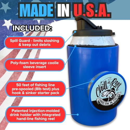 Made in USA | Fishing Can Cooler (from Shark Tank) | Fishing Gifts for Men & Gifts for Dad Who Wants Nothing | Boating Must Haves | Shrinkwrap Packaging | Blue