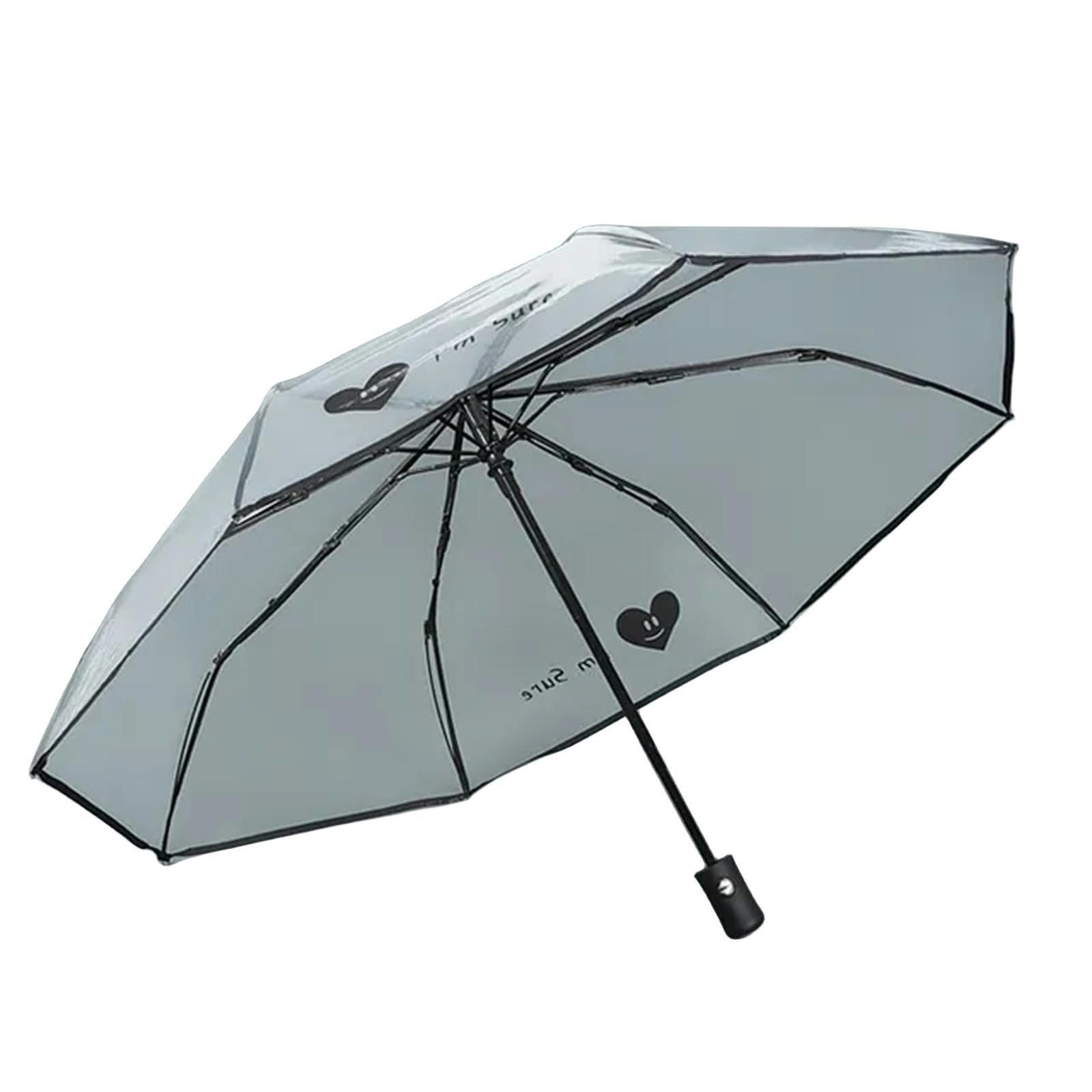 MdybF Ombrello Ombrello Trasparente A 3 Stadi Pieghevole Automatico E Manuale Selezionabile Ombrello-Cuore A-8K