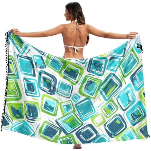Cubierta de traje de baño cuadrado verde para playa casual y piscina de verano 2