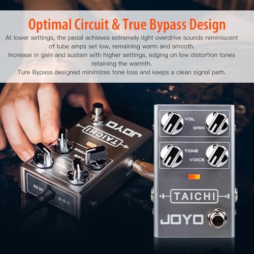 Image of JOYO Low-Gain Overdrive Guitar Pedal, Smooth /Creamy /Vocal-Like OD with Voice Control & Ambient LED, True Bypass (Tai Chi R-02)
