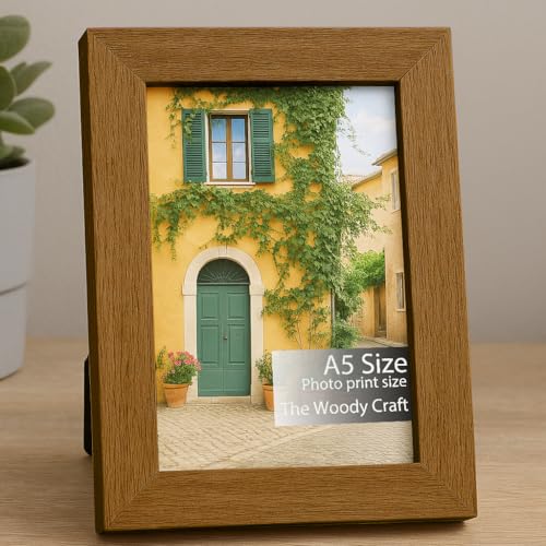 Image of A5 Photo Frame | Classic Brown Photo Frame For Wall | Wall Frames For Home Decoration | Beautiful Wooden Photo Frames | Aesthetic Photo Frames (5.8x8.3 inch, Brown)