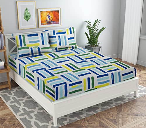 Image of BSB Home Cotton Flat Double Bedsheets with 2 King Size Pillow Covers | Double Bed Breathable | Wrinklefree | Ultrasoft 200 TC Supersoft |90 x 100 Inches, 7X7.5 Feet | Dark Blue