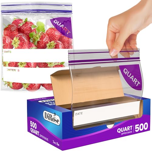DiRose Quart Bags Pack of 500 – 1 Quart Reclosable
