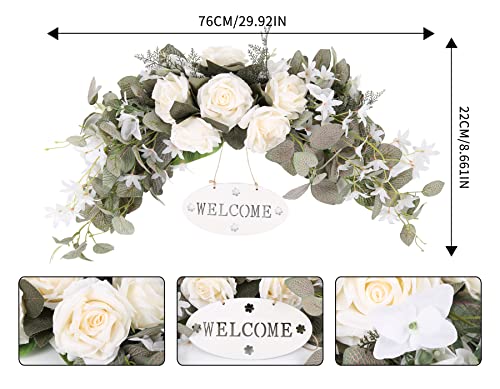 Insunsix Wedding Arch Flower Swag, Ivory Artificial Rose Flower Centerpieces Greenery Floral Arrangements Swag For Head Table Decor Car Wall Window Arch Home Garden Wedding Decor(Ivory) #TOP2