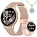 Sanorum Reloj Inteligente Mujer, 1.27" Smartwatch Mujer con Llamadas 5.3, Función Femenina, 24H Pulsometro, 24H SpO2, Monitor de Sueño, 120+ Modos Deportivos, Calorías, Podómetro, Android iOS Rosa Oro