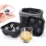 Crystal Clear Ice Ball Maker Mold, 4 Large 2.4' Premium Clear Ice Cube Trays Sphere Mold, 2-in-1 Silicone Ice Round Molds 2L Ice Bucket Icecan for Whiskey, Cocktails, Brandy, Bourbon, Idea Gifts