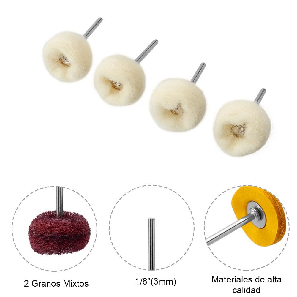 30 Pcs Rueda de Pulido Abrasiva de 25 mm, Rueda Abrasiva Pulidora Grano 180 320 Taladro de 3 mm y Mango de 1/8 Pulgada