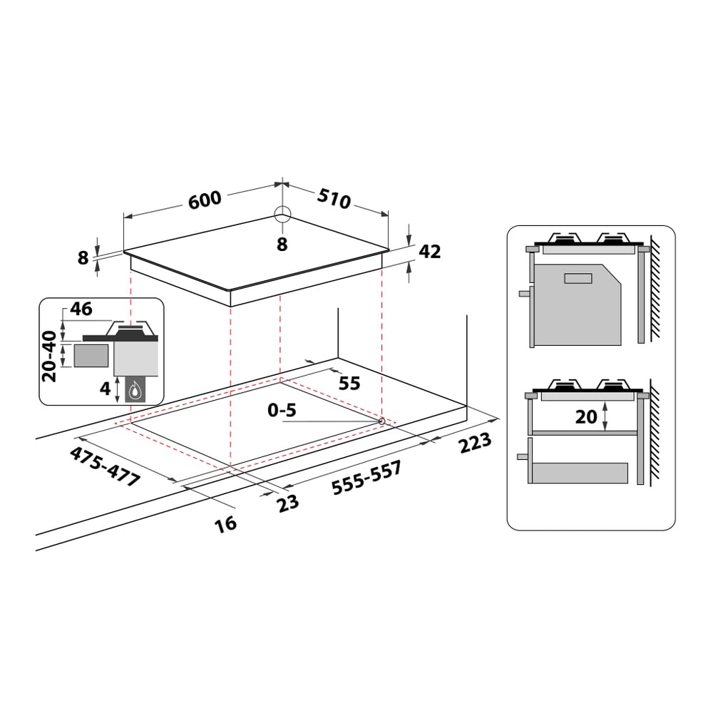 Hotpoint FTGHG 641 D/HA(BK) 60 cm, 4 fuochi, Nero, griglie in ghisa