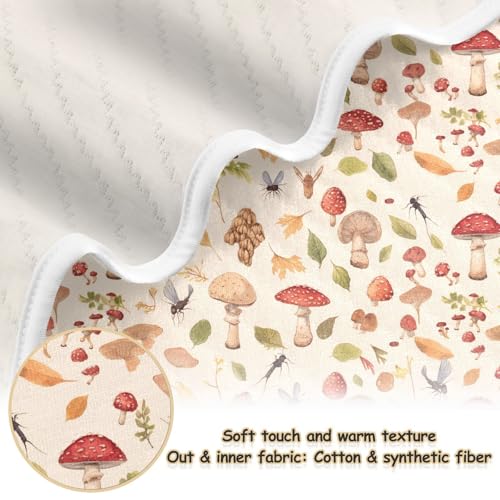 Image of Baby Swaddle Blanket for Boys Girls Soft Warm Stroller Throw Blanket for Newborn Infant Toddler 30X40in Watercolor Safari Mushroom