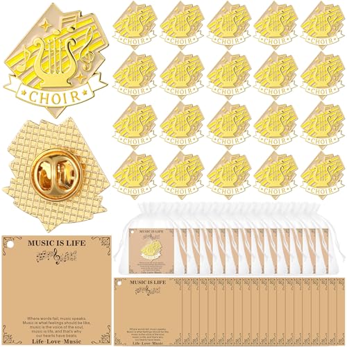 Image of Liliaafar 20 Pcs Choir Music Note Lapel Pins Chorus Musical Note Band Award Pins Gifts Cards Bulk for Choir Band Music Lover Teacher Graduation Gifts for Students