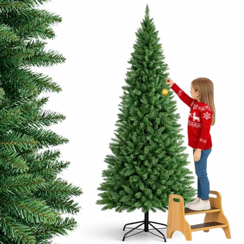 BAKAJI Albero di Natale Slim Molto Folto Ecologico e Ignifugo con...