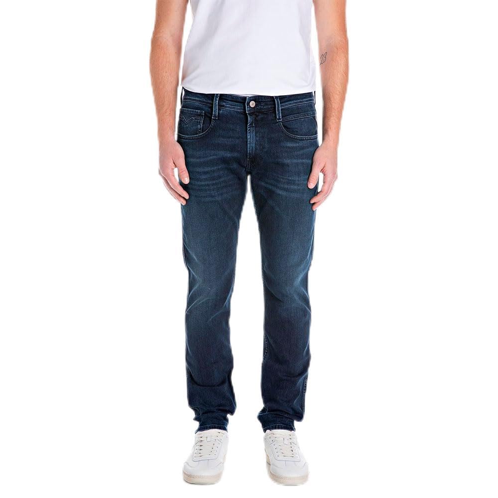 Replay Anbass Eco Plus Men's Slim Fit Jeans, 007 Dark Blue, 32 W/32 L