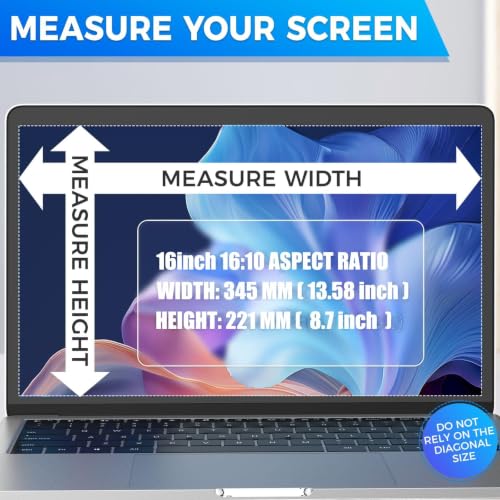 Image of 2Pack Magnetic Laptop Privacy Screen Filter 16 inch for 16:10 Widescreen Computer Monitor, Removable Anti Blue Light Privacy Shield, Anti-Glare Protector