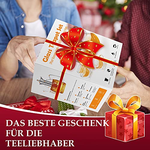 Teekanne Glas, 1200ML Teekanne mit Siebeinsatz, Borosilikatglas Teeservice, Glasteekanne, Teekanne Glas mit Siebeinsatz… - Image 8