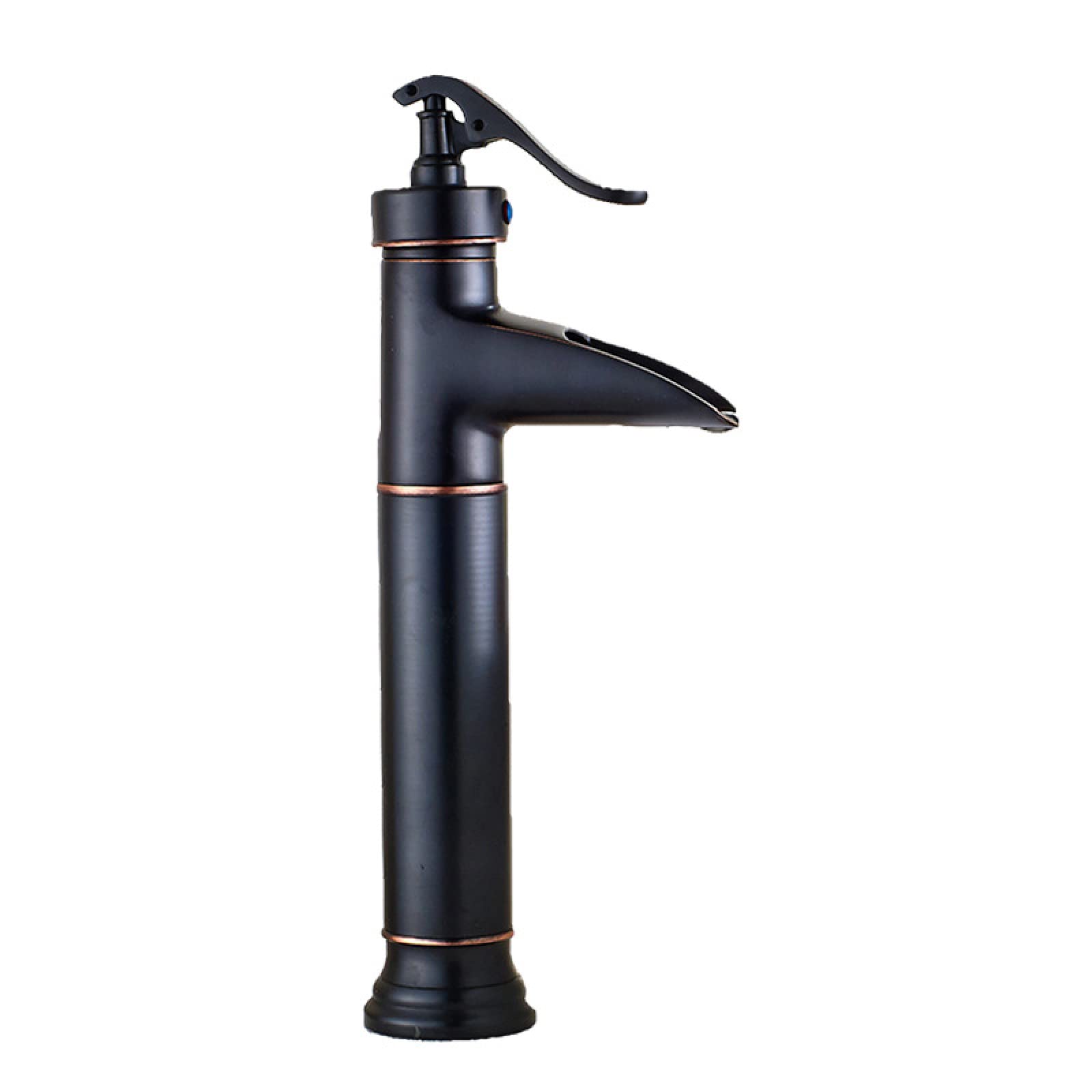 NVSFZGIYG Waterfall Sink Faucet Bathroom, Hot and Cold Mixer Tap, Single Handle Faucets, Black, Short(Nero,High)