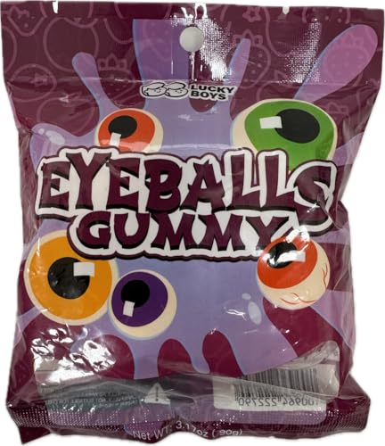 Lucky boys Eyeball Gummy Candy With Fruity Liquid Center Fat Free Perfect for Halloween & Themed Parties, Fun & Delicious 19.04oz (Eyeball Gummy 3.17oz 5pcs)