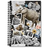 GOLEEX Blank Spiral Notebook Elephant Lover Journal Collage Notebooks Vintage Ruled Weekly Monthly Daily Planner Note Notepad School Supplies Organizer Composition For Men Women
