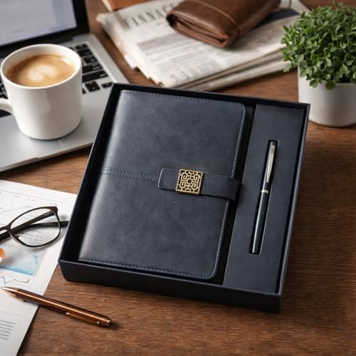 Image of 2 in 1 Diary & Metal Ball Pen Combo Gift Set for Men | 192 Pages Premium Notebook (80 GSM) | Best Gift for Husband, Boyfriend, Anniversary, Birthday & Special Occasions (Navy Blue)