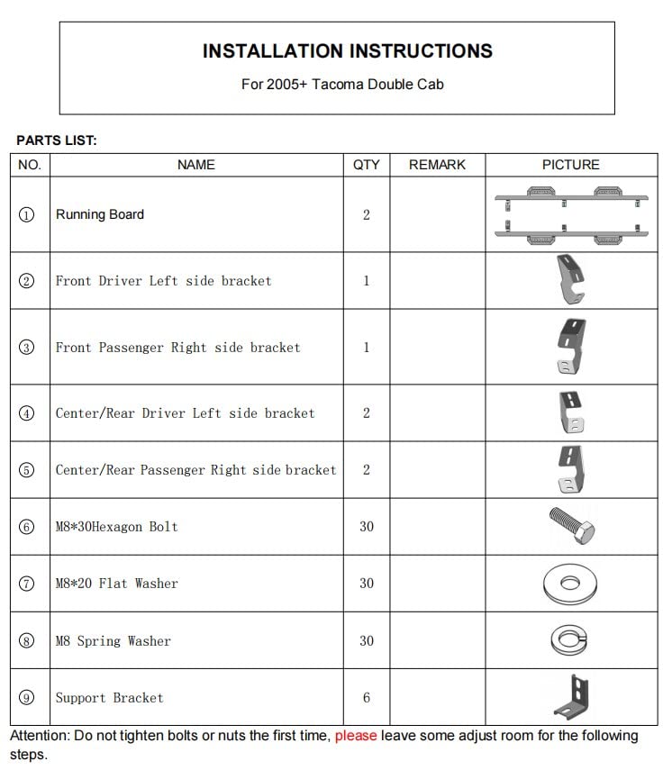 Estribos laterales para Toyota Tacoma Doble Cabina 2005-2023 miniatura 5