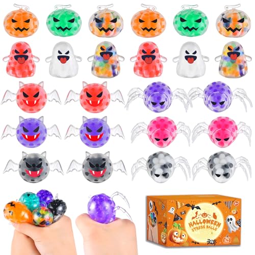 24Pack Halloween Mini Squeeze Balls Pumpkin Ghost Stress Ball Pack Perfect for Halloween Party Favors Halloween Treat Goody Bag Filler Gift
