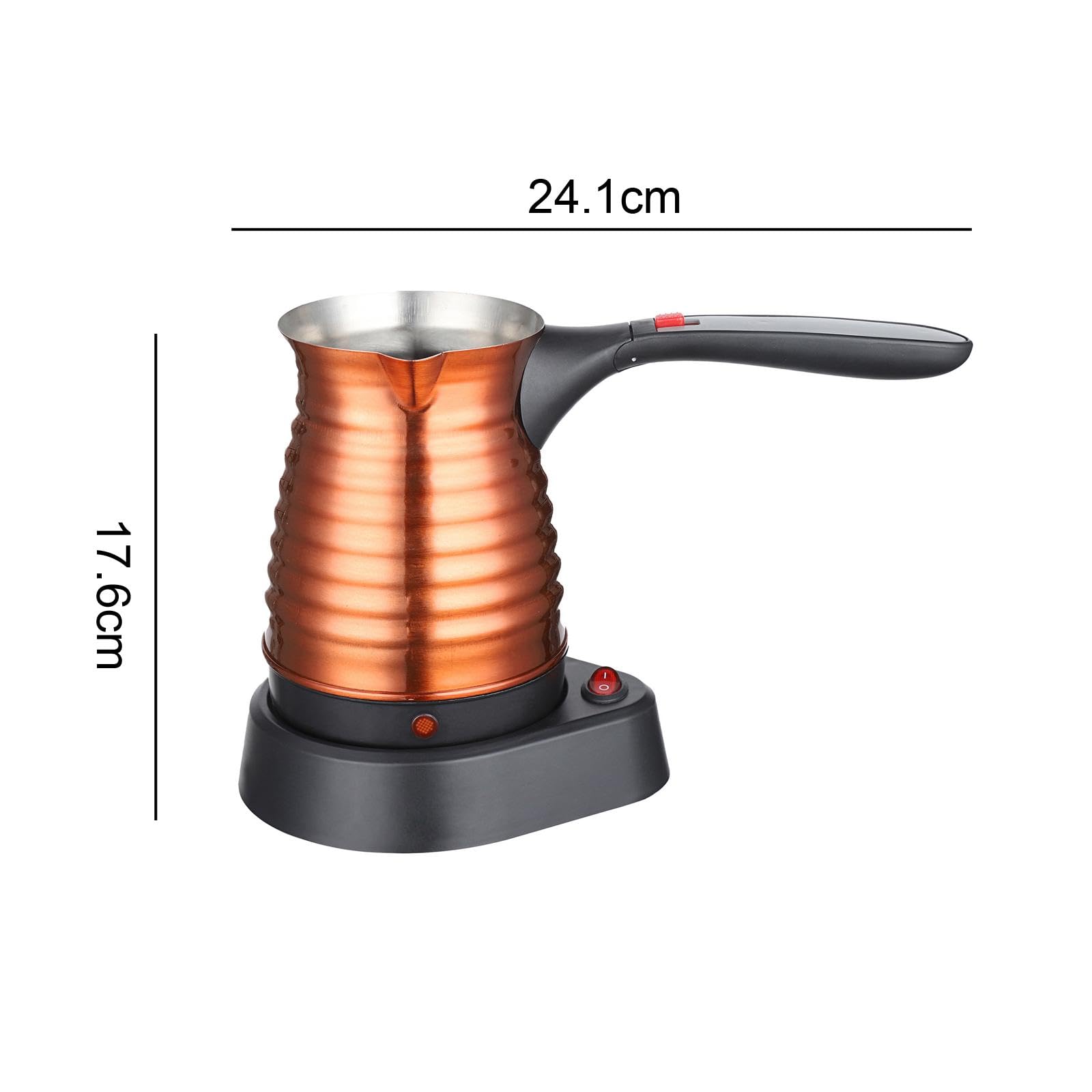 Caffettiera Elettrica in Acciaio Inox Caraffa Latte da 500ml con Manico Lungo Bollitore Turco caffè Riscaldatore Multifunzione Adatta per Casa Regalo