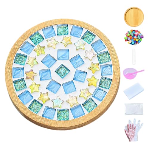 Sottobicchieri a mosaico in vetro, piastrelle a mosaico in vetro per artigianato con sottobicchiere in legno, forniture e piastrelle di mosaico in vetro per artigianato fatto a mano decorazione della