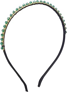 طوق شعر مزين بكريستال ساتان للبنات من دافني - اسود واخضر