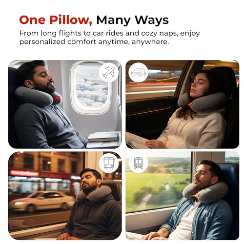 Image of Trajectory Travel Neck Pillow with Sleeping Eye Mask Combo for Travelling and Sleeping in Airplane Flight, Cab, Car, Train, Bus for Men and Women Grey(As seen on Shark Tank)