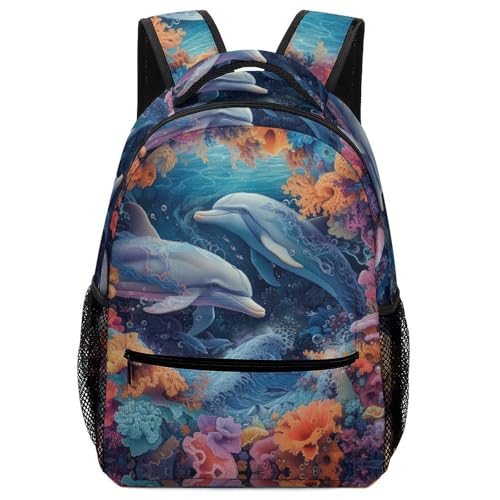 XKASKDFKE Designvielfalt Tiere Rucksack Künstlerischer Delphin - Aktuelle Kinderthemen-Motive One Size