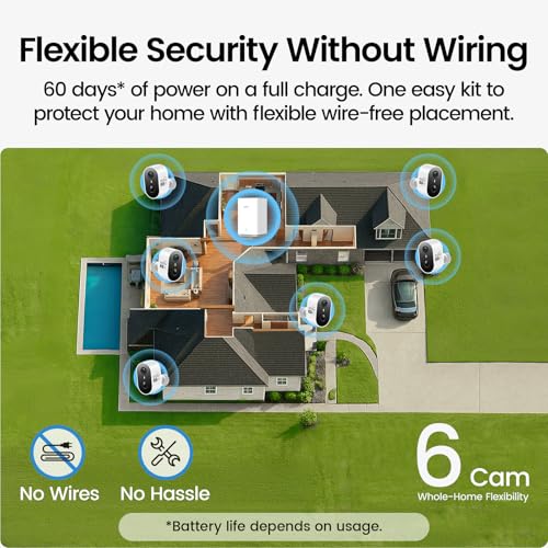 Image of aosu 2K Battery Security Cameras Wireless Outdoor System, 6-Cam-Kit