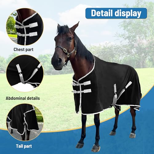 Image of Polar Fleece Horse Exercise Sheet,Winter Blanket, Polar Wool Cooling Blanket (Back Length 78in Horse Height 57in(145cm))