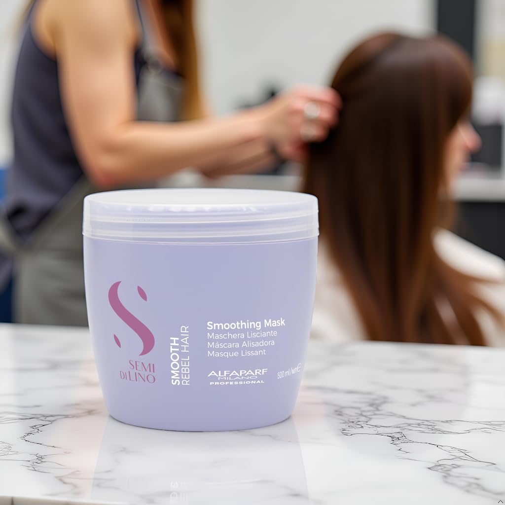 Alfaparf Milano Semi Di Lino Smooth Mask for Frizzy and Rebel Hair - Intensive Detangling Hair Treatment - Controls Frizz - Straightens and Hydrates Unruly Hair