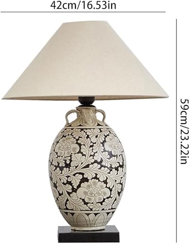 Miniatura 2 de Lámpara para escritorio, sala de estar, estudio, sala de té, lámpara de mesa decorativa de cerámica, estilo retro Wabi-sabi, lámpara de mesa para