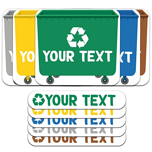 Etiquetas adhesivas para reciclaje personalizadas | 5 Pegatinas con tu texto para la gestión de residuos Modelo: XS (XS)
