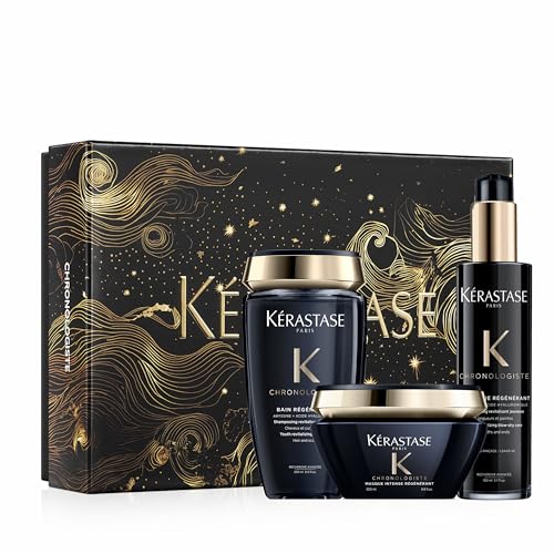 Kérastase, Chronologiste, Cofre con Rutina Revitalizante con Champú Bain Régénérant (250 ml), Mascarilla Intense Régénérant (200 ml) y Tratamiento Thermique Régénérant (150 ml), Todo Tipo de Cabello
